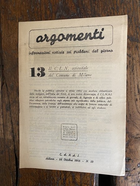 Argomenti Informazioni notizie sui problemi del giorno Numero 13 Milano …