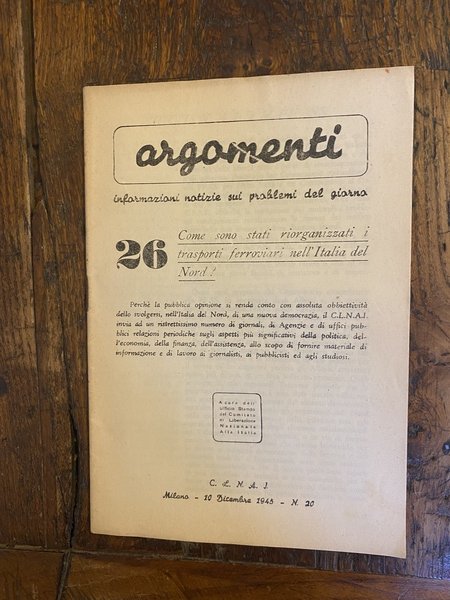 Argomenti Informazioni notizie sui problemi del giorno Numero 20 Milano …