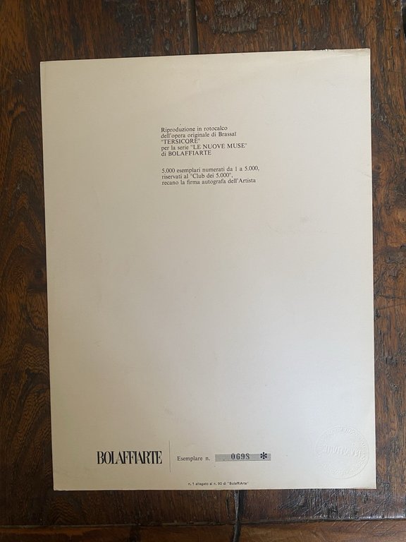 Autografato Brassai Riproduzione in rotocalco Bolaffi Arte 1978