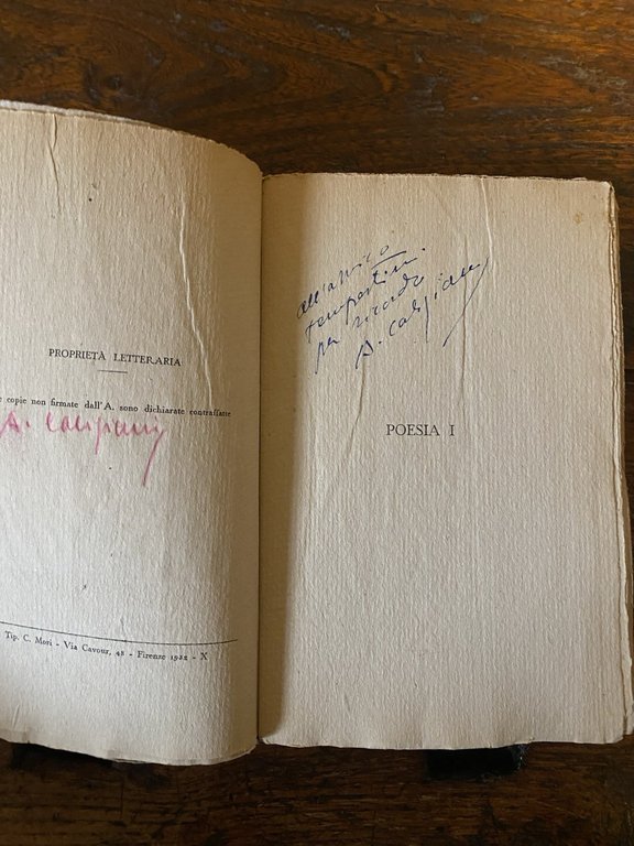 Autografato Caligiani Alberto In tralice al tempo 1924-1931Firenze Mori 1932