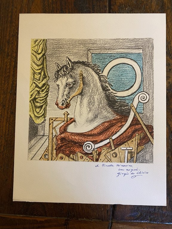 Autografato De Chirico Giorgio Riproduzione fotolitografica Bolaffi arte 1973