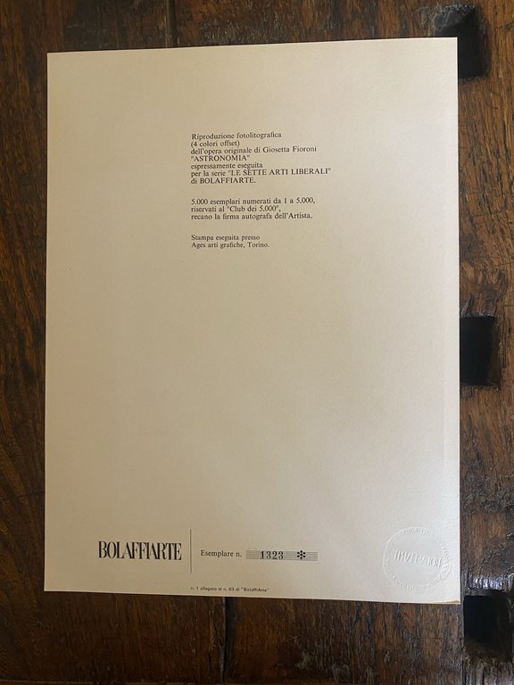 Autografato Fioroni Giosetta Fotolitografia Bolaffi Arte 1978