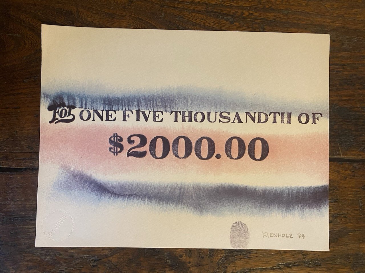 Autografato Kienholz Edward Riproduzione fotolitografica Bolaffi Arte 1975