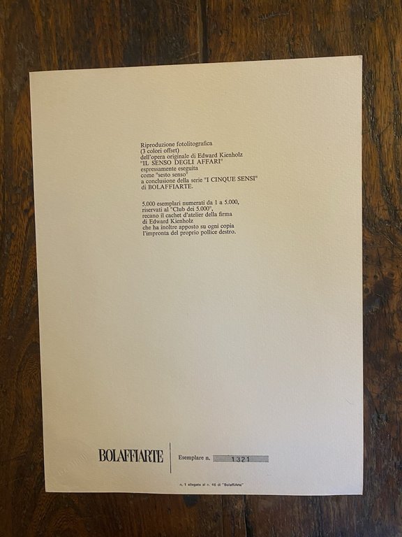 Autografato Kienholz Edward Riproduzione fotolitografica Bolaffi Arte 1975