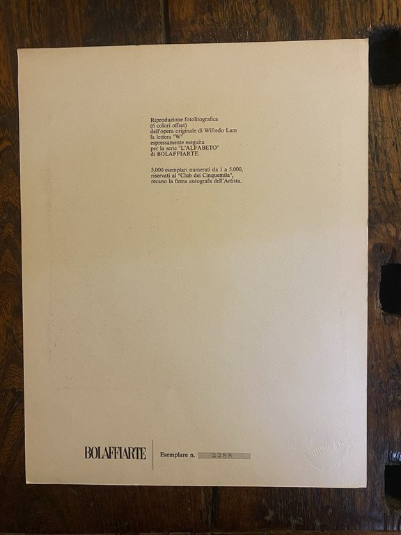 Autografato Lam Wifredo Fotolitografia Bolaffi Arte 1974