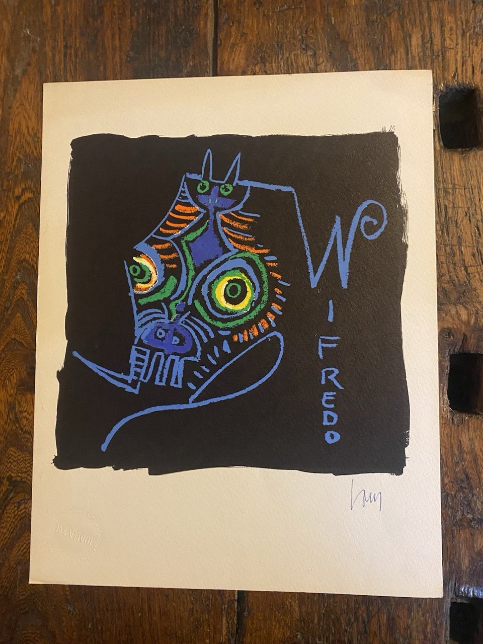 Autografato Lam Wifredo Fotolitografia Bolaffi Arte 1974