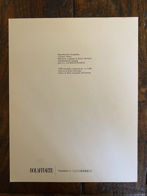Autografato Morlotti Ennio Fotolitografia Bolaffi Arte 1971