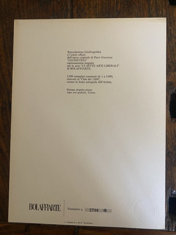 Autografato Piero Guccione Fotolitografia Bolaffi Arte 1979