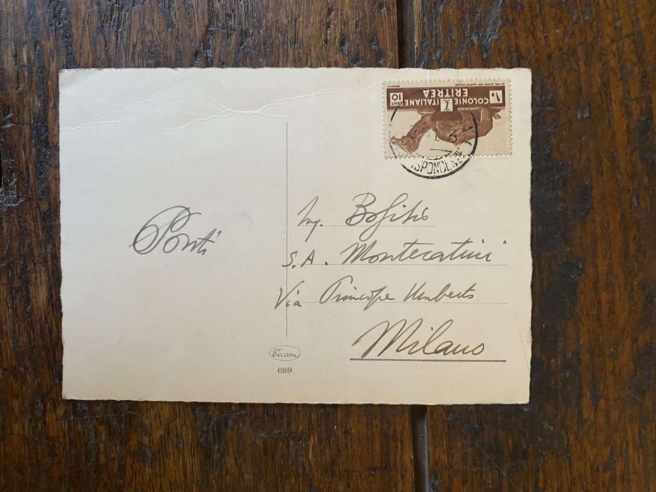 Autografato Ponti Gio Cartolina viaggiata anni '40 Etiopia / Eritrea | Immagine principale