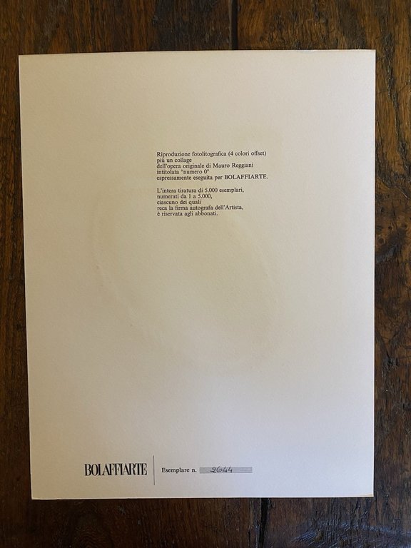 Autografato Reggiani Mauro Fotolitografia Bolaffi Arte 1971