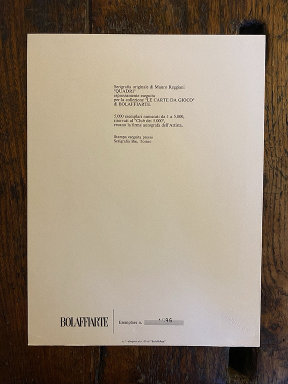 Autografato Reggiani Mauro Serigrafia Bolaffi Arte 1976