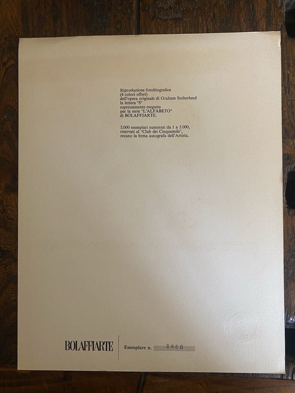 Autografato Sutherland Graham Fotolitografia Bolaffi Arte 1973