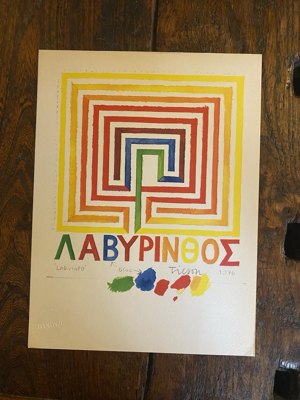 Autografato Tilson Joe Fotolitografia Bolaffi Arte 1977