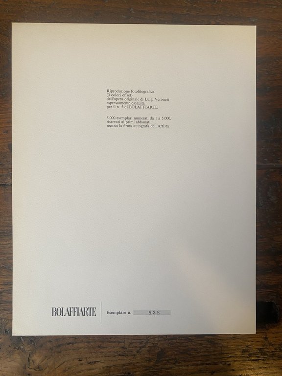 Autografato Veronesi Luigi Riproduzione fotolitografica Bolaffi Arte 1970