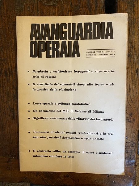 Avanguardia Operaia Numero unico Novembre - Dicembre 1969