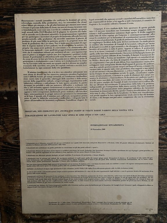 Avviso al proletariato italiano... Milano Internazionale situazionista 1969
