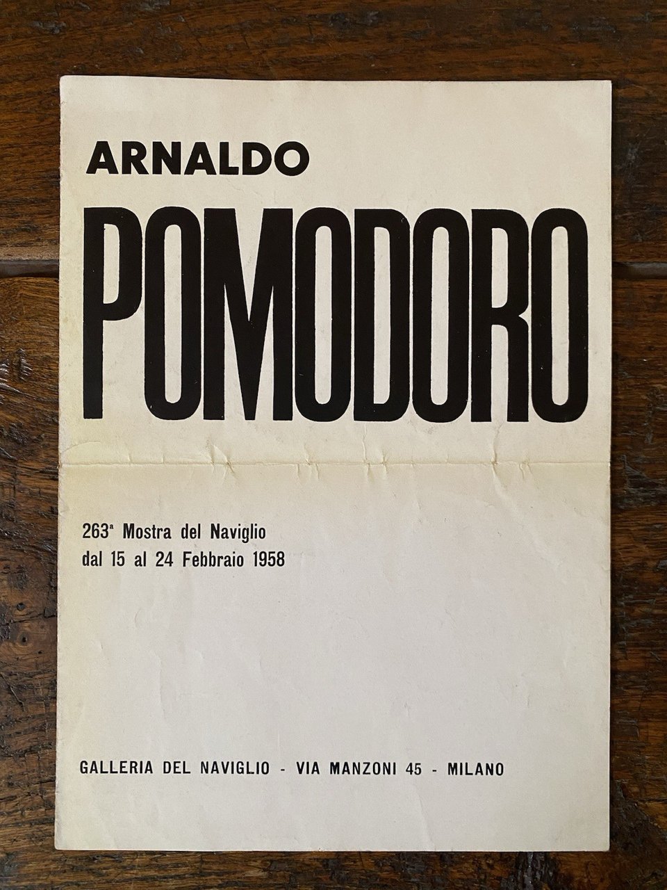 Ballo Guido Arnaldo Pomodoro Milano Galleria del Naviglio 1958