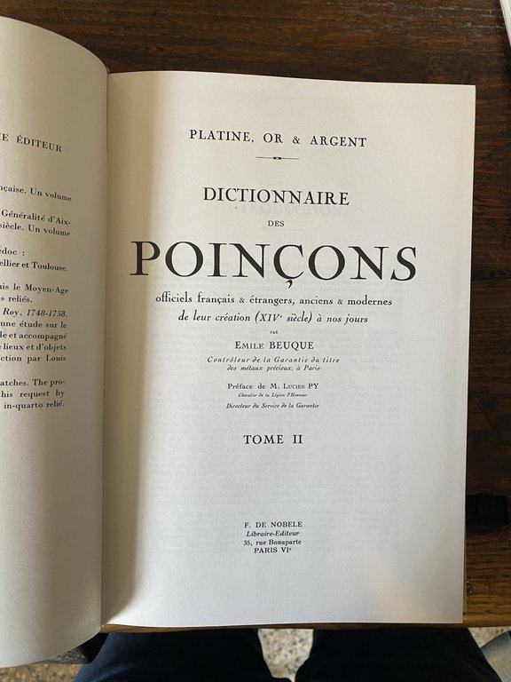 Beuque Emile Dictionnaire des poincons officiels Paris F. de Nobele …