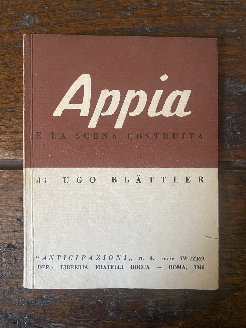 Blattler Ugo Appia e la scena costruita Roma Fratelli Bocca …