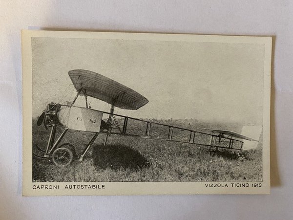 Cartolina Caproni autostabile Vezzola Ticino 1913