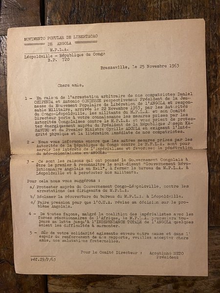 Ciclostile del Movimento Popular de Libertacao de Angola Brazzaville, le …