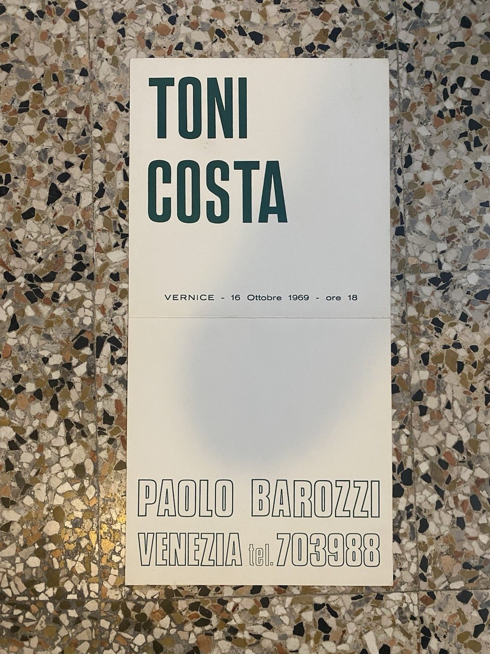 Costa Toni Locandina / Invito 42 x 21 cm. Venezia …