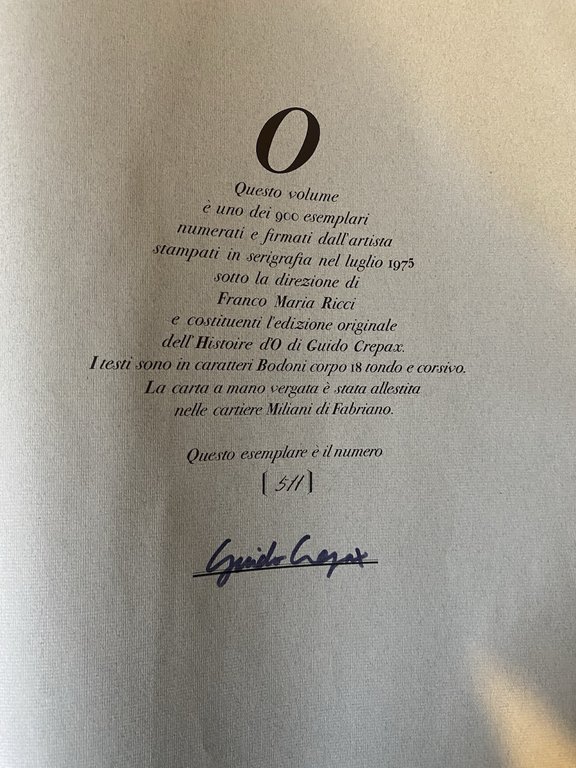 Crepax Guido Histoire d'O Milano Franco Maria Ricci 1975