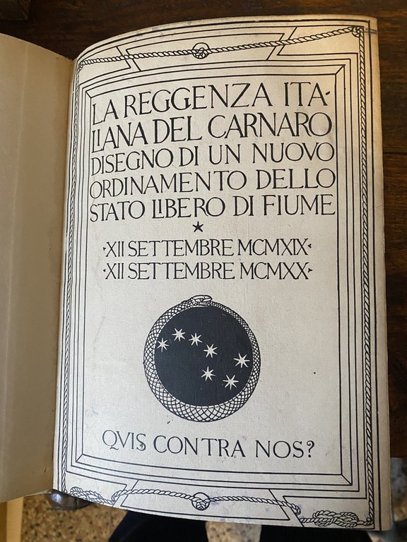 D'Annunzio Gabriele La Reggenza Italiana del Carnaro Roma La Fionda …