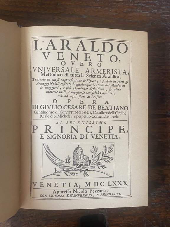 De Beatiano Giulio Cesare L'araldo veneto Bologna Forni 1970