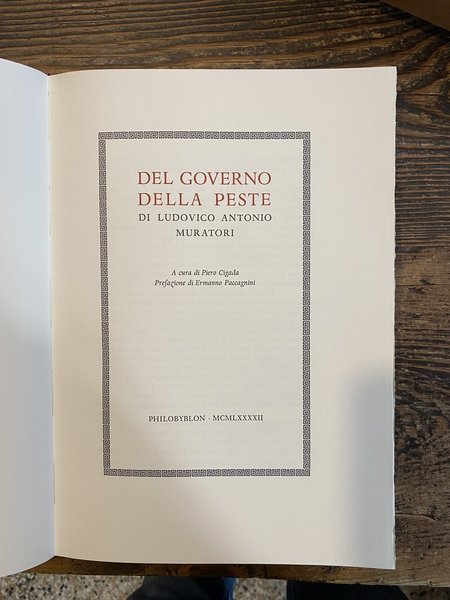 Del governo della peste