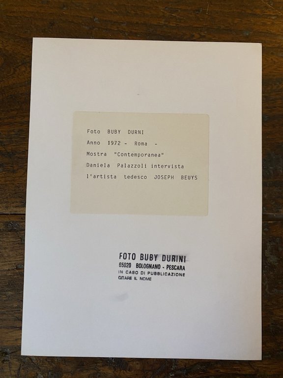 Durini Budy Beuys Joseph Fotografia originale 24 x 18 cm. …