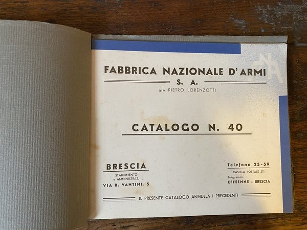 Fabbrica Nazionale d'Armi già Pietro Lorenzotti Catalogo N. 40