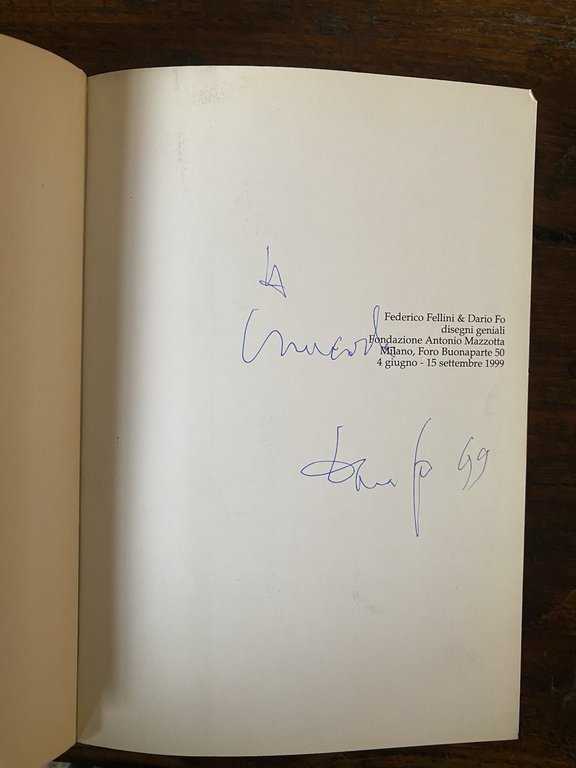 Autografato Fellini Federico & Fo Dario Disegni geniali Milano Mazzotta … | Immagine Gallery 2