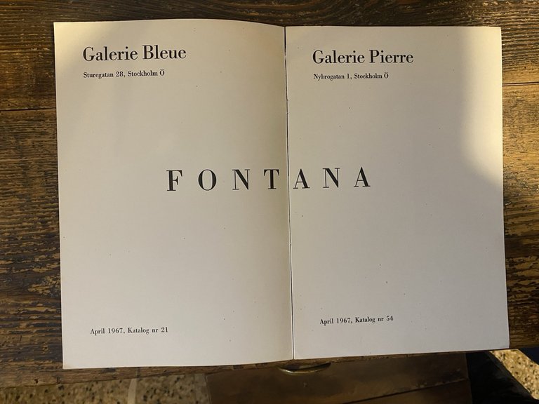 Fontana Lucio Galerie Bleue / Galerie Pierre Stockholm 1967