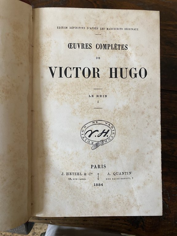 Hugo Victor Le rhin Paris Hetzel Quantin 1884