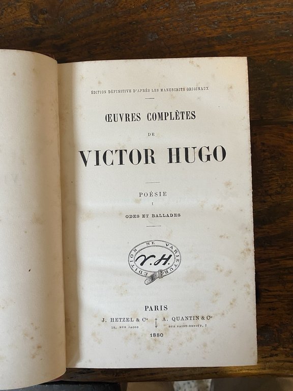 Hugo Victor Poésie Paris Hetzel Quantin 1880