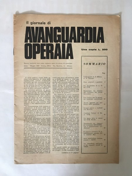 Il giornale di Avanguardia Operaia Numero unico in attesa di …