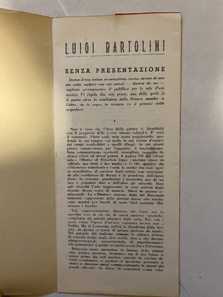 Invito alla mostra personale di Luigi Bartolini alla Galleria d'Arte …