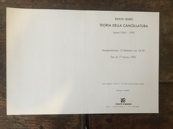 Invito pieghevole cm. 23 X 18 per l'Esposizione Teoria della …