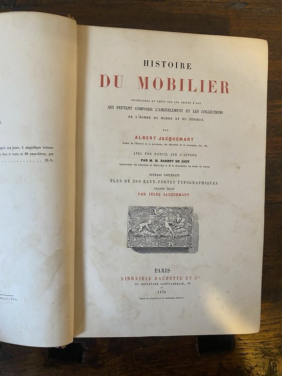 Jacquenart Albert Histoire du Mobilier Paris Librairie Hachette et C. …