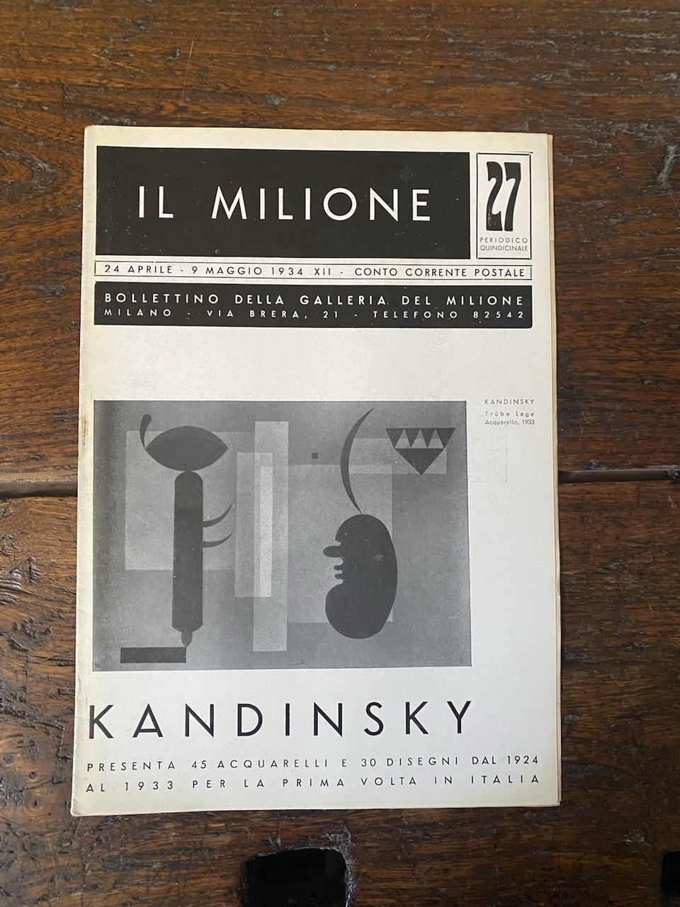 Kandinsky Il Milione n. 27 Bollettino della Galleria 24 aprile …
