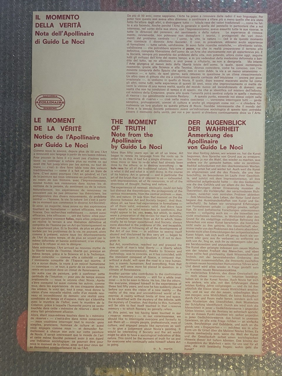 Le Noci Guido Manifesto / Poster 57 x 39 cm. …