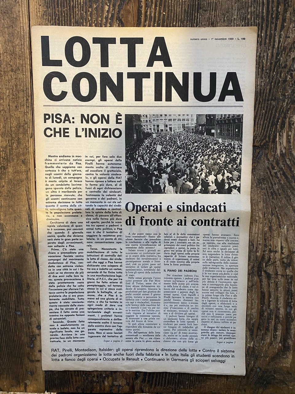 Lotta Continua numero unico 1 novembre 1969