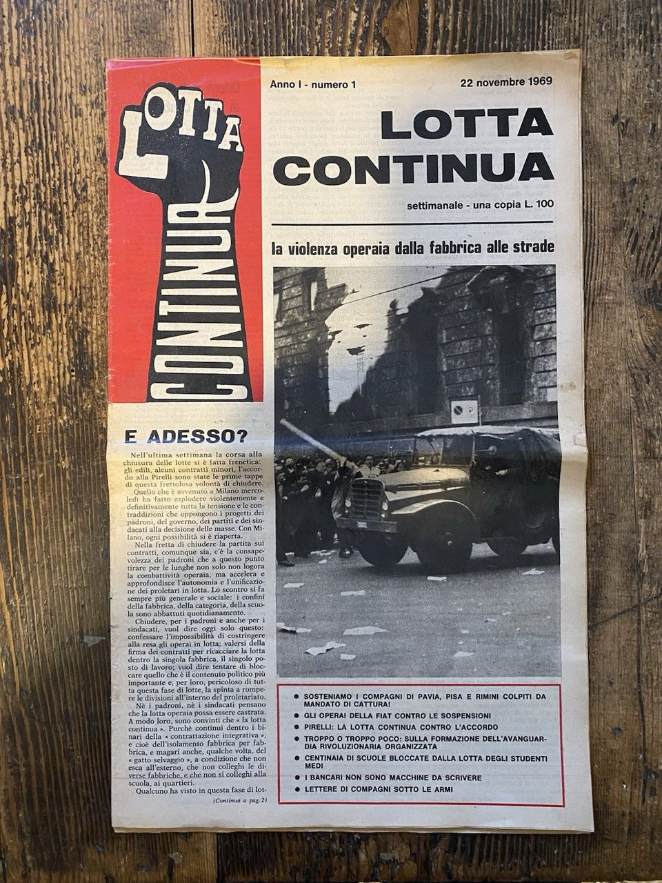 Lotta Continua Anno I - Numero 1 22 Novembre 1969