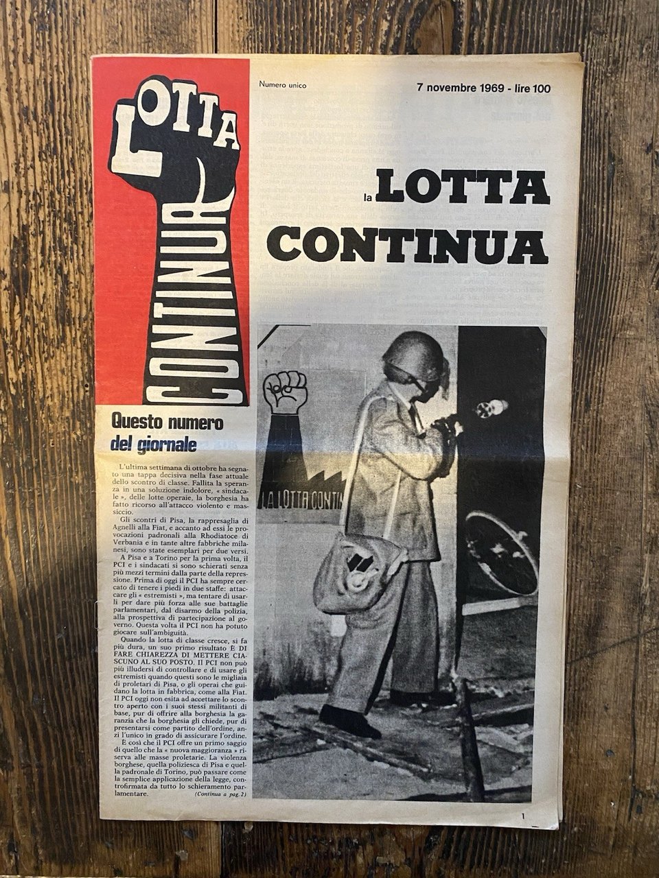 Lotta Continua numero unico 7 novembre 1969