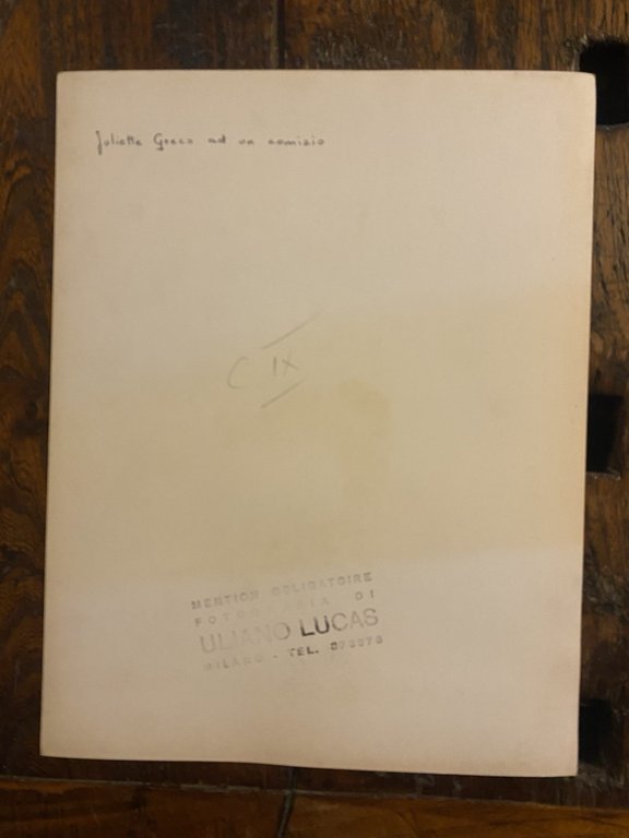 Lucas Uliano Juliette Greco fotografia originale 31 x 24 cm.