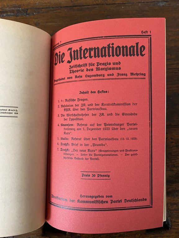 Luxemburg Rosa Mehring a cura di Die Internationale 1915/1932