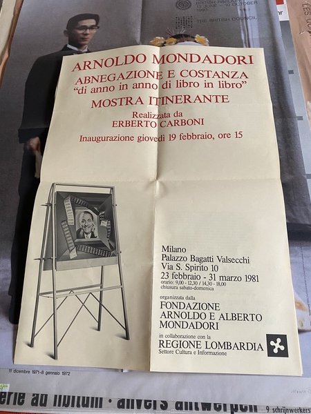 Manifesto / Poster 59 x 42 cm. dell'esposizione Arnaldo Mondadori …