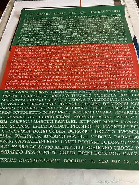 Manifesto / Poster serigrafato 82 x 59 cm. dell'esposizione Italienische …