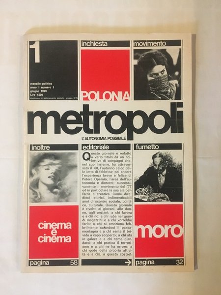 Metropoli Mensile politico anno 1 numero 1 giugno 1973